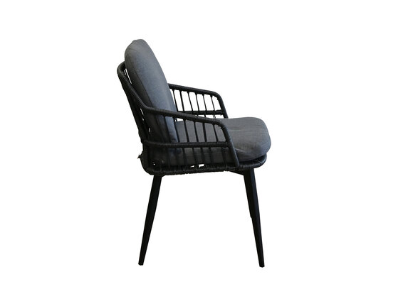 Dining-Gartenstuhl Isabel | Schwarz/Grau | Rope