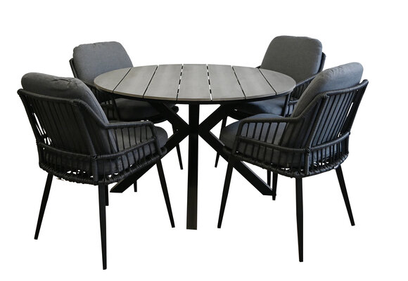 Dining-Gartenstuhl Isabel | Schwarz/Grau | Rope