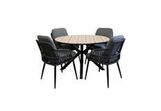 5-teiliges rundes Gartenset | 4 Gartenstühle Isabel | Gartentisch Limasol ø120cm