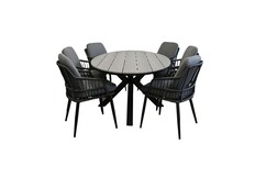7-teiliges Garten-Set | 6 Isabel-Gartenstühle | 220cm ovaler Limasol-Gartentisch