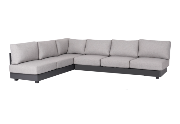 Ecklounge-Sofa Fosega | 2-teilig | Mattschwarz / Steingrau | Aluminium