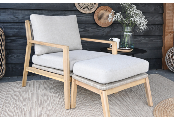 Sessel-Sofa Lounge-Set Felline | inkl. 3-Sitzer-Sofa | Akazienholz | Sand