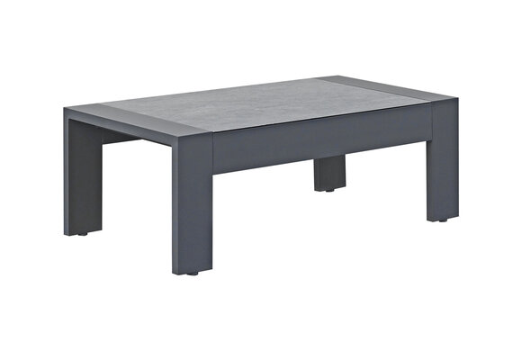 Lounge-Tisch Fosega | 110 x 60 cm | Mattschwarz | Aluminium & Keramik