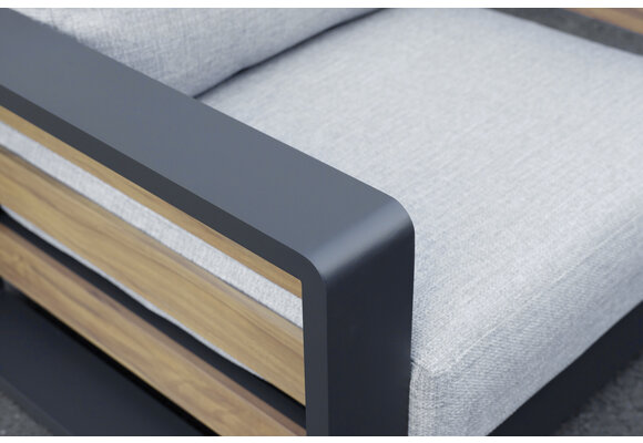 Lounge-Sofa Fosega | 3-Sitzer | Mattschwarz / Steingrau | Aluminium