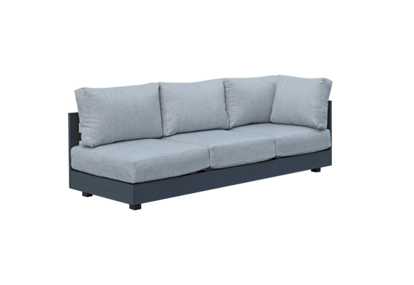 Eck-Lounge-Set Fosega | 225 x 299 cm | Mattschwarz / Steingrau | Aluminium