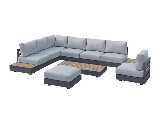 Ecklounge-Set | Fosega | 225 x  299 cm | Mattschwarz / Steingrau | Aluminium