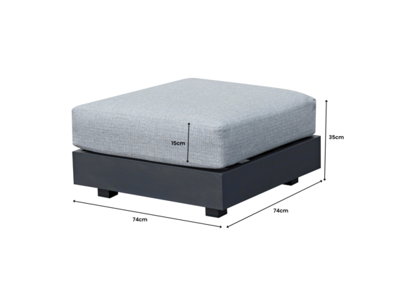 Ecklounge-Set | Fosega | 225 x  299 cm | 6-Teilig | Mattschwarz / Steingrau | Aluminium