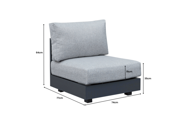 Mittel-Element Fosega | Loungesessel | Mattschwarz / Steingrau | Aluminium