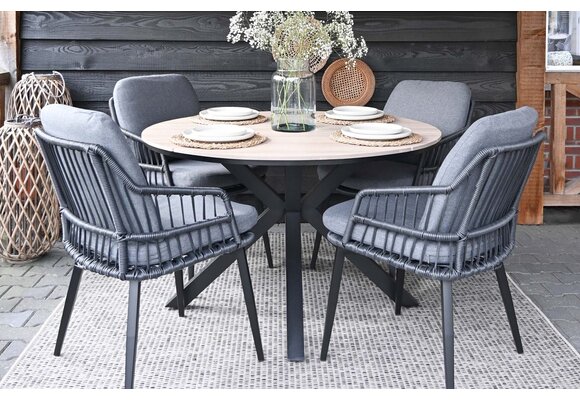 Dining-Gartenstuhl Isabel | Schwarz/Grau | Rope