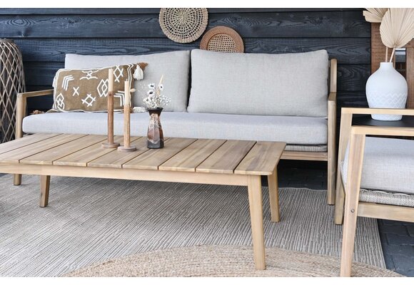 Sessel-Sofa Lounge-Set Felline | inkl. 3-Sitzer-Sofa | Akazienholz | Sand