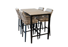 5-teiliges Bar-Set | 4 Isabel-Barhocker | Limasol-Bartisch 150 x 75 cm