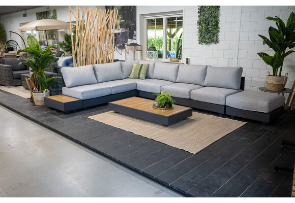 Ecklounge-Sofa Fosega | 2-teilig | Mattschwarz / Steingrau | Aluminium