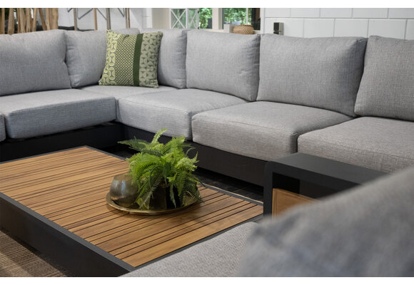 Ecklounge-Set | Fosega | 225 x  299 cm | 6-Teilig | Mattschwarz / Steingrau | Aluminium