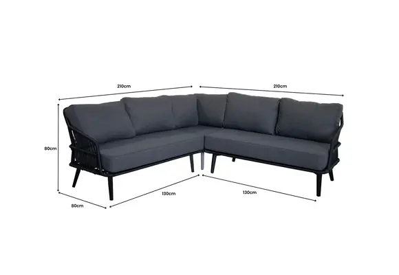 Ecklounge-Set | Isabel | Schwarz | Rope