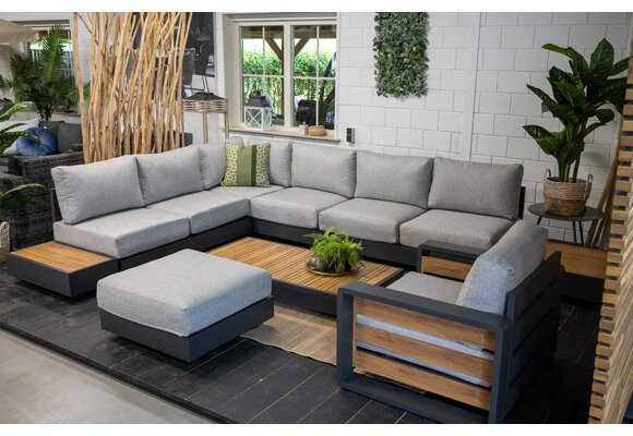 Mittel-Element Fosega | Loungesessel | Mattschwarz / Steingrau | Aluminium