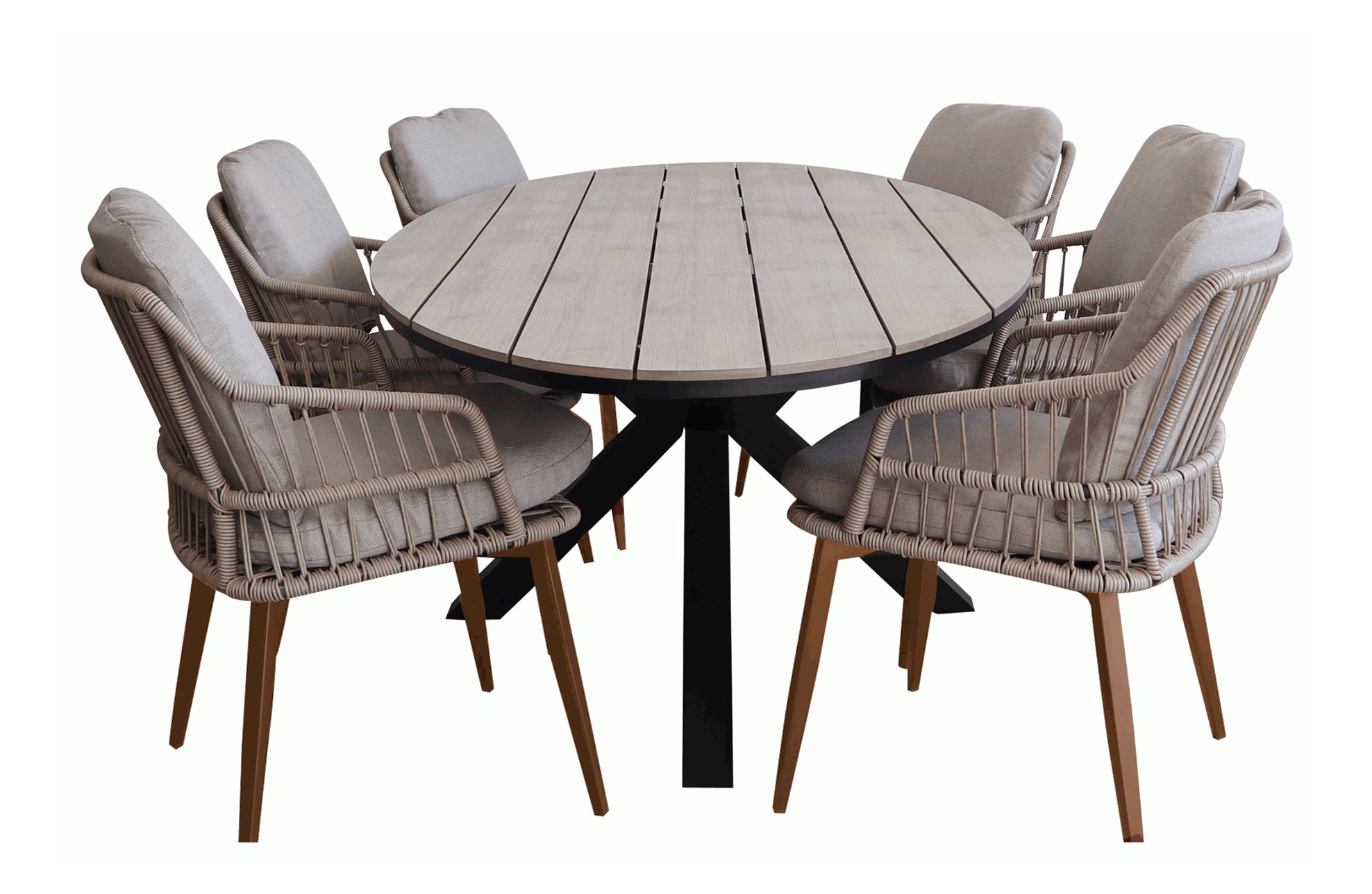 4 Jahreszeiten Gartenmöbel 7-teiliges Gartenset | 6 Isabel Stühle | Limasol Gartentisch | 220 cm | Oval