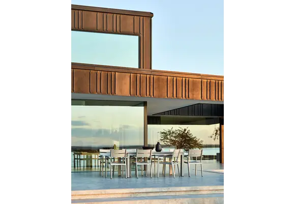 Stapelbarer Gartenstuhl | Delia | Khaki | Aluminium