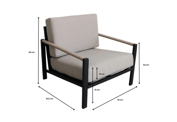 Lounge-Sessel Nosso | Aluminium & Textil | Schwarz/Sand