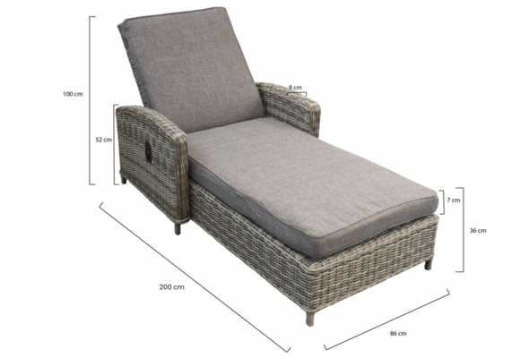 Gartenliege Dublin | Aschgrau | Rattan