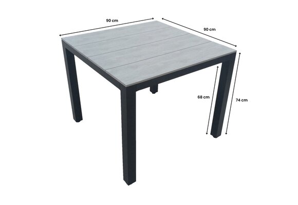 Gartentisch Limasol | 90x90cm | Polywood & Aluminium | Grau