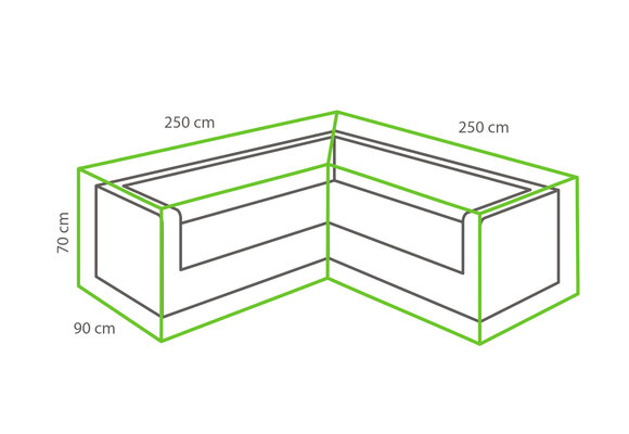 Lounge-Set Schutzhülle L-Form 250 cm / 90 x 250 cm / 90 x 70 cm