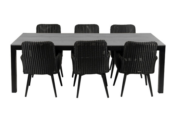 7-teiliges Gartenset | 6 Pisa Gartenstühle | Limasol Gartentisch | 225 cm