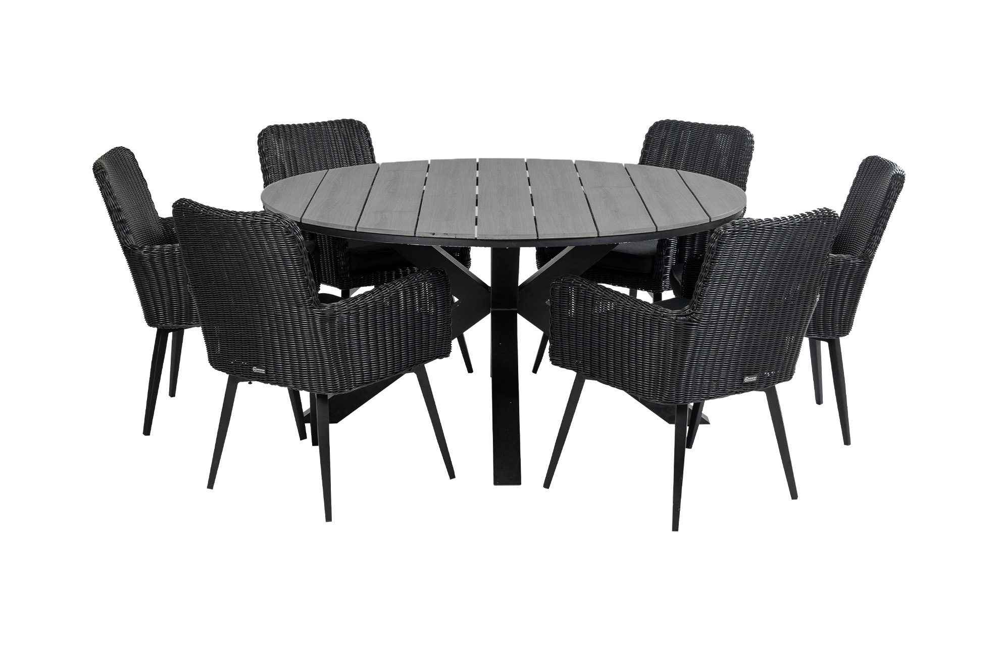 4 Jahreszeiten Gartenmöbel 7-teiliges Gartenset | 6 Pisa Gartenstühle | Limasol Gartentisch | ø 150 cm