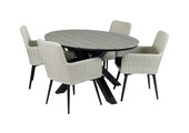 5-teiliges Gartenset | 4 Pisa Gartenstühle | Limasol Gartentisch | 180 cm | Oval