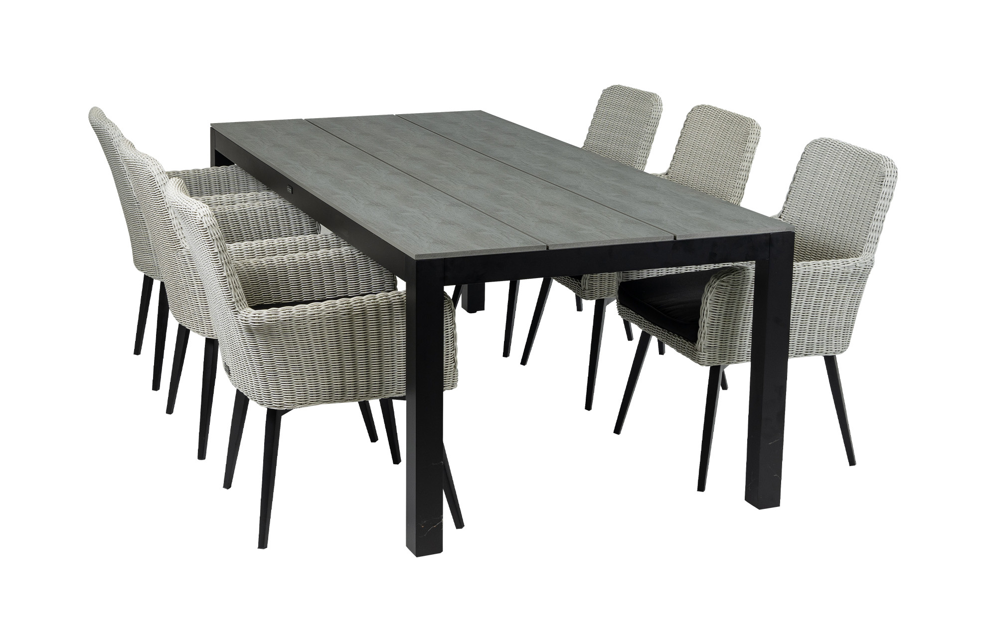 4 Jahreszeiten Gartenmöbel 7-teiliges Gartenset | 6 Pisa Gartenstühle | Limasol Gartentisch | 225 cm