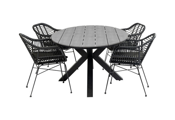 5-teiliges Gartenset | 4 Oslo Gartenstühle | Limasol Gartentisch | 180 cm | Oval