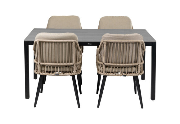 5-teiliges Garten-Set | 4 Isabel Stühle | Limasol Gartentisch | 160 cm