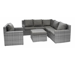 4 Jahreszeiten Gartenmobel Sorrento Ecklounge Set Aschgrau Rattan inkl. Sessel