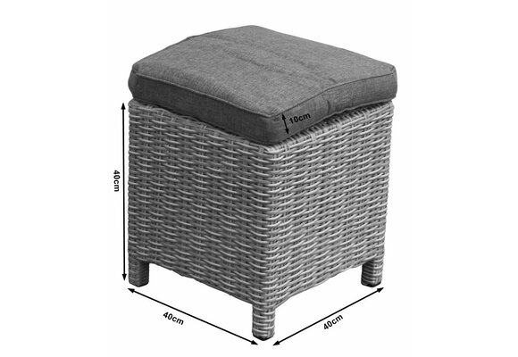 Hocker Dublin 40 x 40 cm | Mystic Grau | Rattan