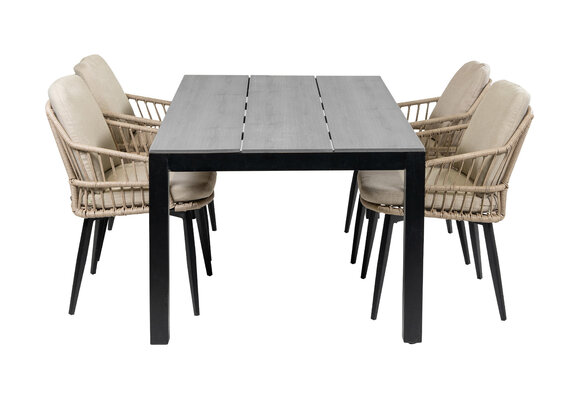 5-teiliges Garten-Set | 4 Isabel Stühle | Limasol Gartentisch | 180 cm