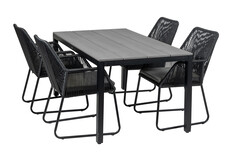 5-teiliges Gartenset | 4 Mona Gartenstühle |  Limasol Gartentisch 160 cm