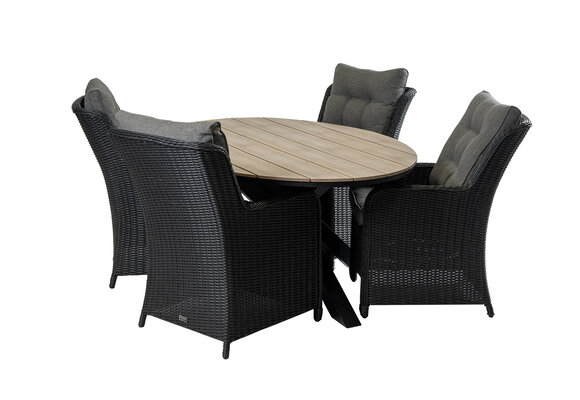 5-teiliges Gartenset | 4 Dublin Gartenstühle | Limasol Gartentisch | 180 cm | Oval