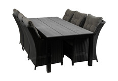 7-teiliges Gartenset | 6 Gartenstühle Dublin | Limasol Gartentisch | 225 cm