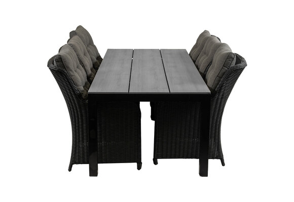 7-teiliges Gartenset | 6 Gartenstühle Dublin | Limasol Gartentisch | 225 cm