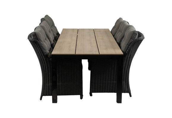 7-teiliges Gartenset | 6 Gartenstühle Dublin | Limasol Gartentisch | 225 cm