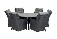 7-teiliges Gartenset | 6 Dublin Gartenstühle | Limasol Gartentisch | ø 150 cm