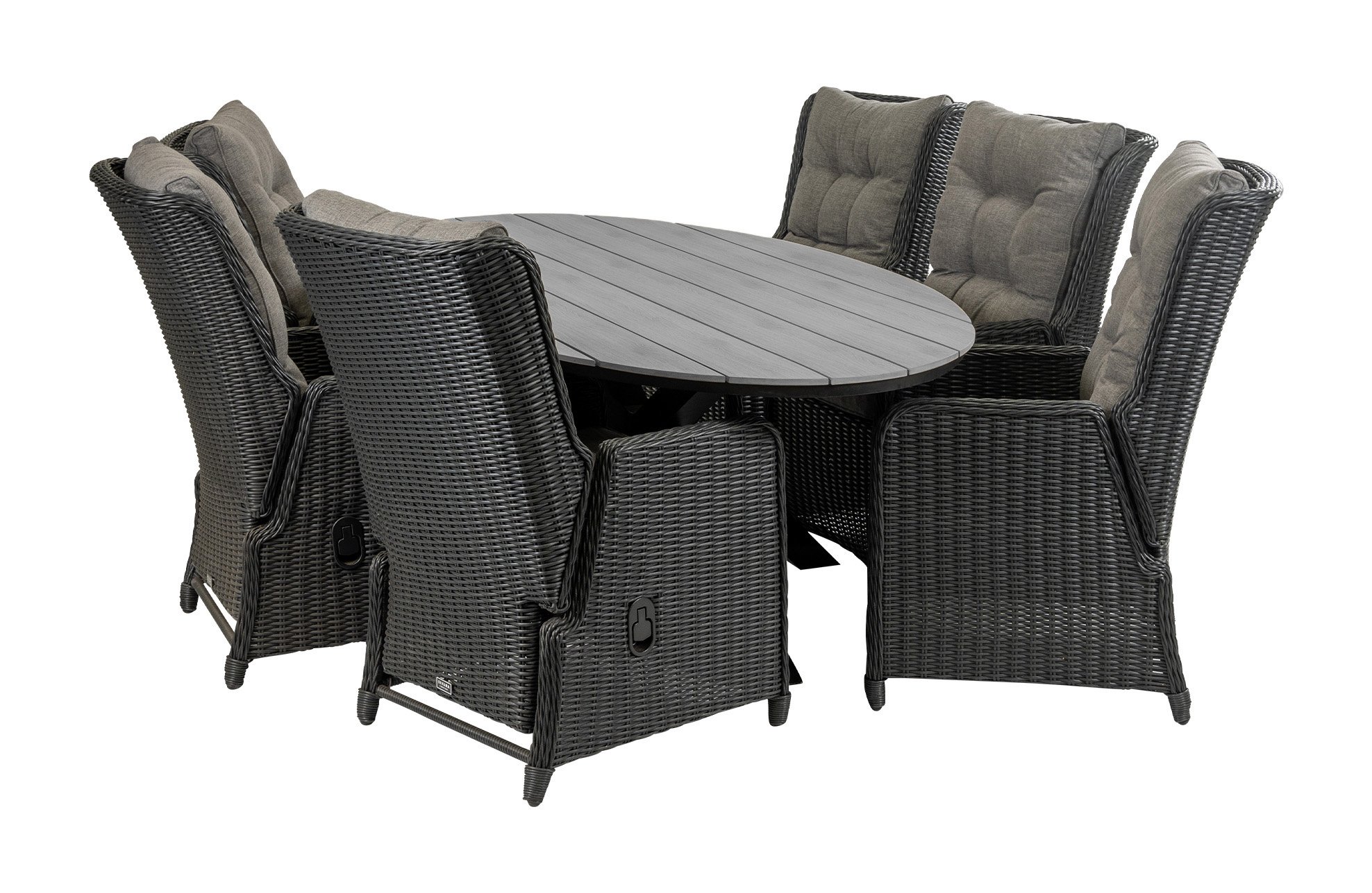 4 Jahreszeiten Gartenmöbel 7-teiliges Gartenset | 6 verstellbare Dublin Gartenstühle | Limasol Gartentisch | 220 cm | Oval