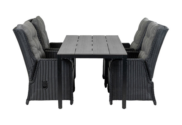 5-teiliges Gartenset | 4 verstellbare Gartenstühle Dublin | Limasol Gartentisch | 160 cm oder 180 cm