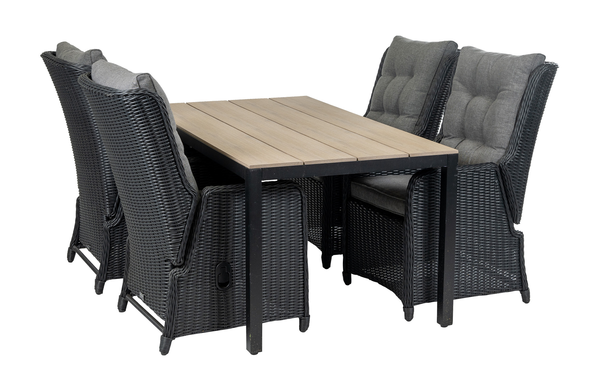 4 Jahreszeiten Gartenmöbel 5-teiliges Gartenset | 4 verstellbare Gartenstühle Dublin | Limasol Gartentisch | 160 cm oder 180 cm