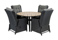 5-teiliges Gartenset | 4 verstellbare Dublin Gartenstühle | Limasol Gartentisch | ø 120 cm