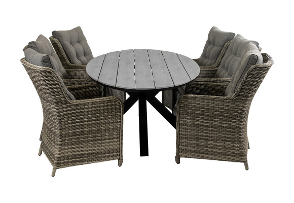 7-teiliges Gartenset | 6 Dublin Gartenstühle | Limasol Gartentisch | 220 cm | Oval