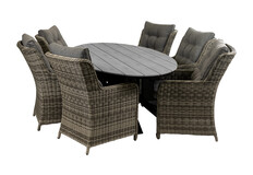 7-teiliges Gartenset | 6 Dublin Gartenstühle | Limasol Gartentisch | 220 cm | Oval