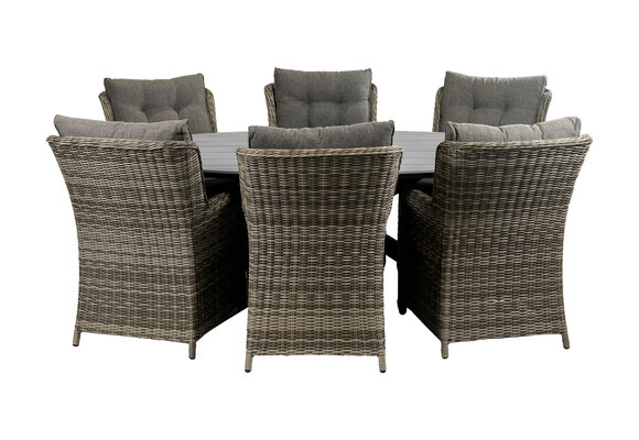 7-teiliges Gartenset | 6 Dublin Gartenstühle | Limasol Gartentisch | 220 cm | Oval