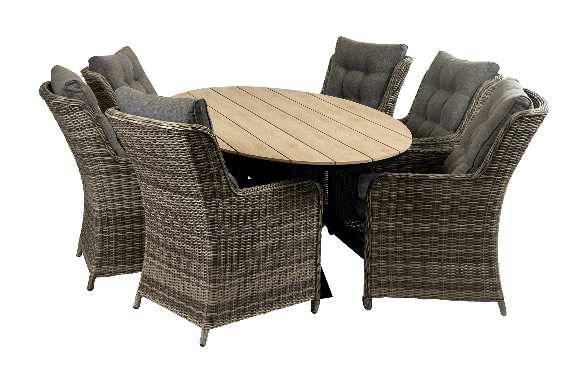 4 Jahreszeiten Gartenmöbel 7-teiliges Gartenset | 6 Dublin Gartenstühle | Limasol Gartentisch | 220 cm | Oval