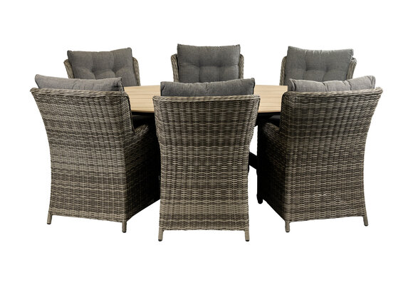 7-teiliges Gartenset | 6 Dublin Gartenstühle | Limasol Gartentisch | 220 cm | Oval