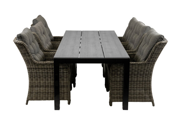 7-teiliges Gartenset | 6 Gartenstühle Dublin | Limasol Gartentisch | 225 cm